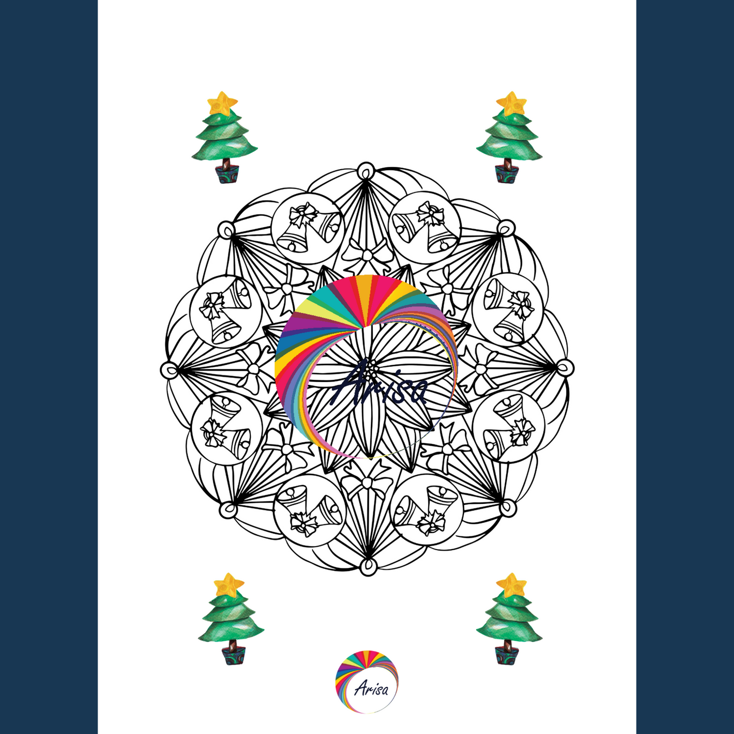 One of the mandalas of the Christmas Delight Mandala Coloring Pages Pack-8.5x11 by ArisaTeam