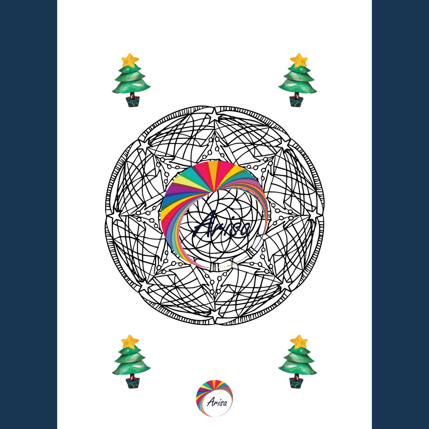 One of the mandalas of the Christmas Delight Mandala Coloring Pages Pack-8.5x11 by ArisaTeam