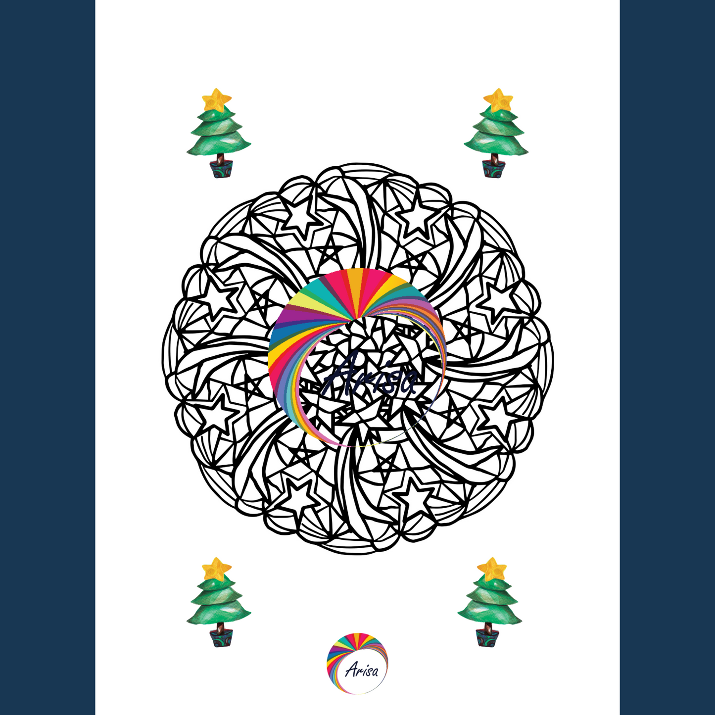 One of the mandalas of the Christmas Delight Mandala Coloring Pages Pack-8.5x11 by ArisaTeam