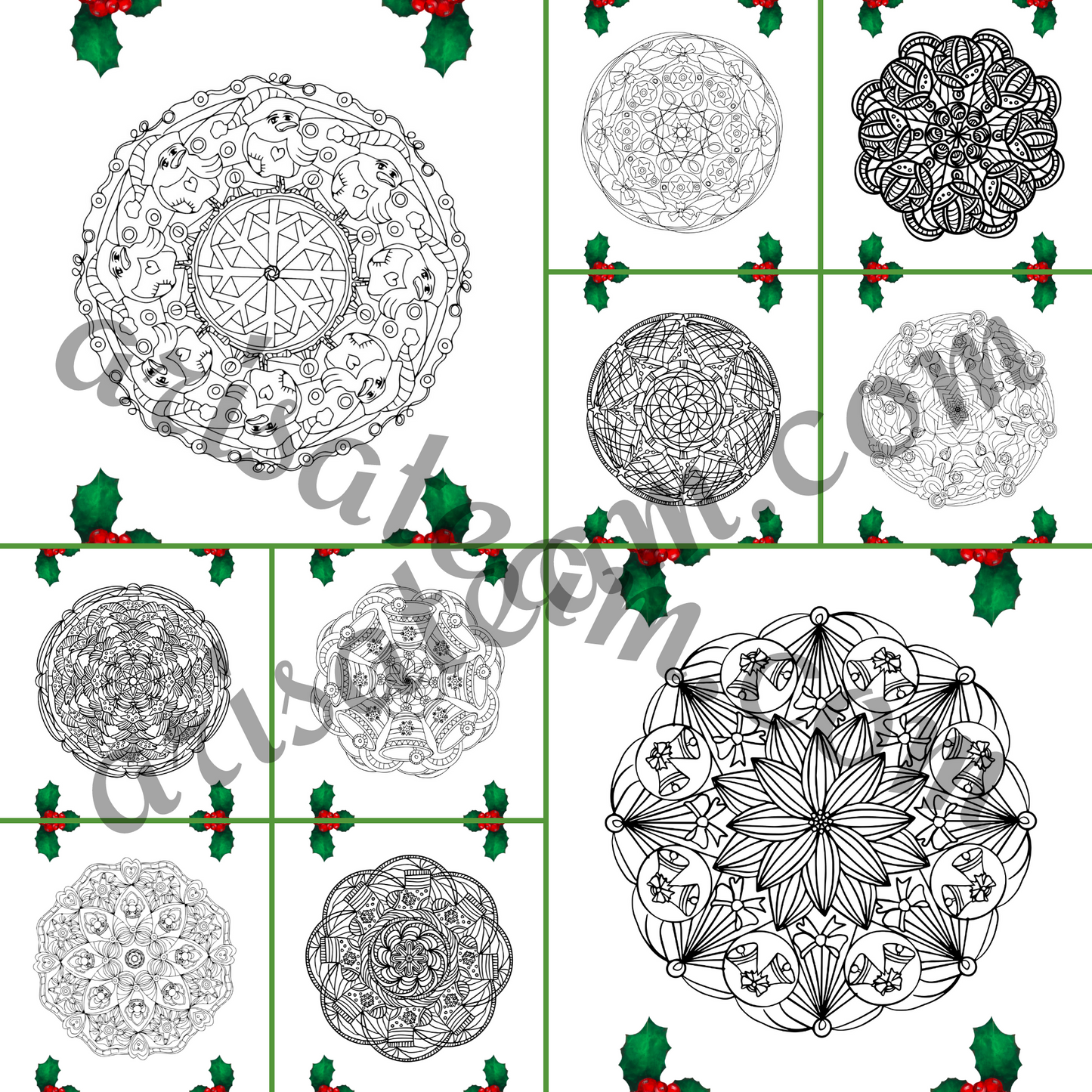 The mandalas of the Christmas Joy Mandala Coloring Pages Pack-8.5x11 by ArisaTeam at a glance