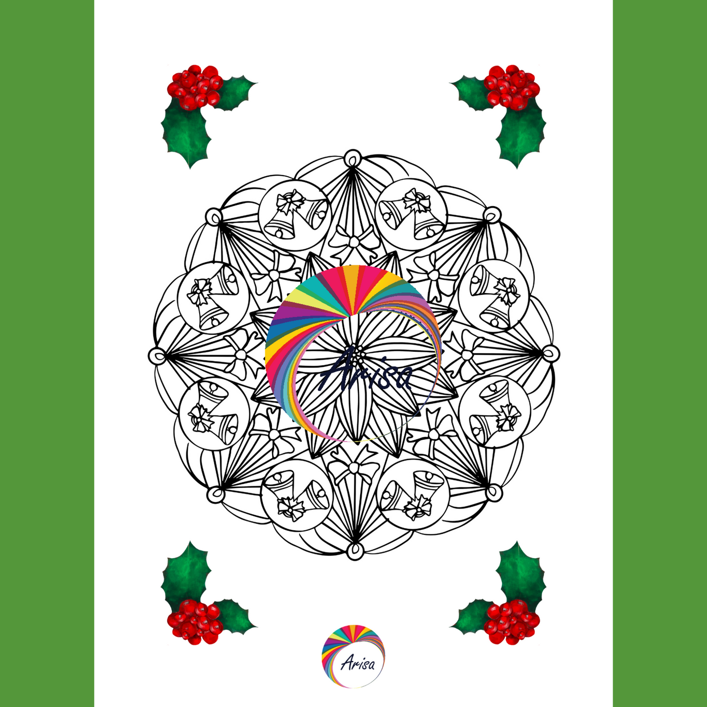 One of the mandalas of the Christmas Joy Mandala Coloring Pages Pack-8.5x11 by ArisaTeam