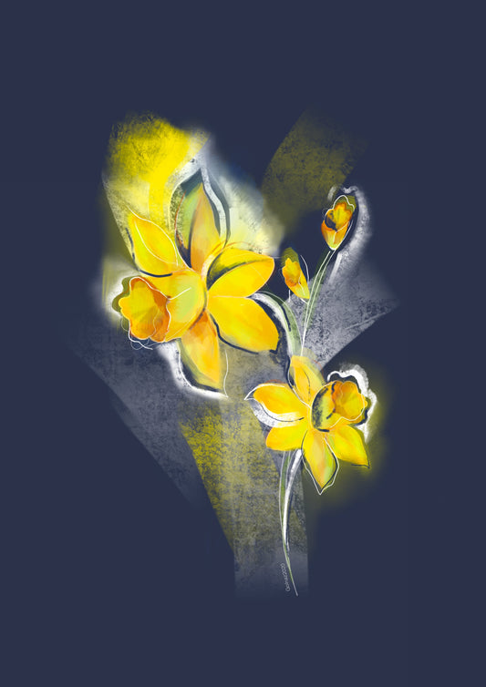 March birth flower daffodil yellow floral artwork
