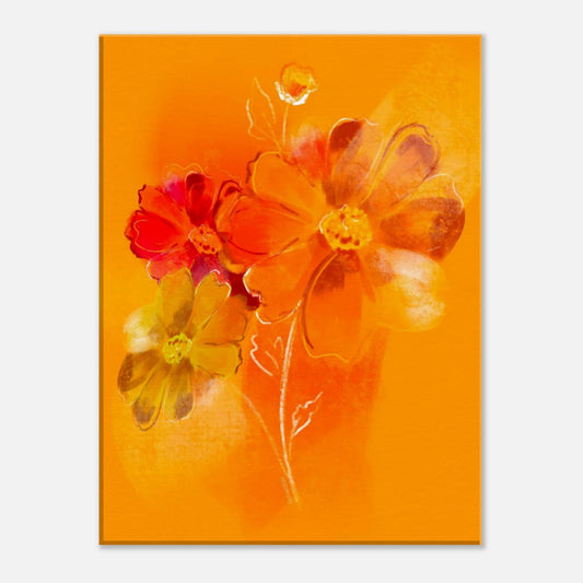 October Cosmos Birth Flower Canvas Art in vibrant orange tones