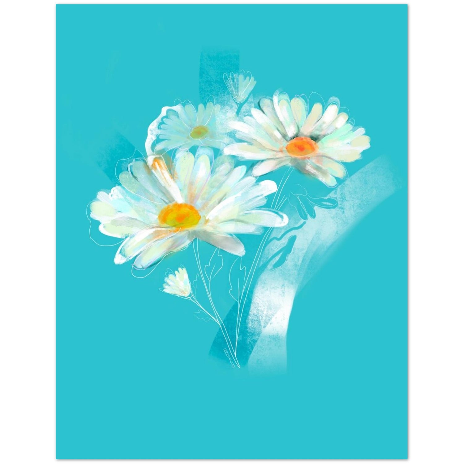 Front view of April daisy birth flower greeting card