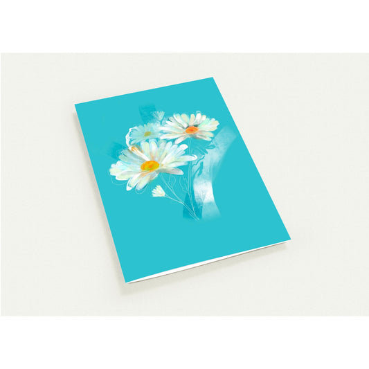 April daisy birth flower greeting card on neutral surface