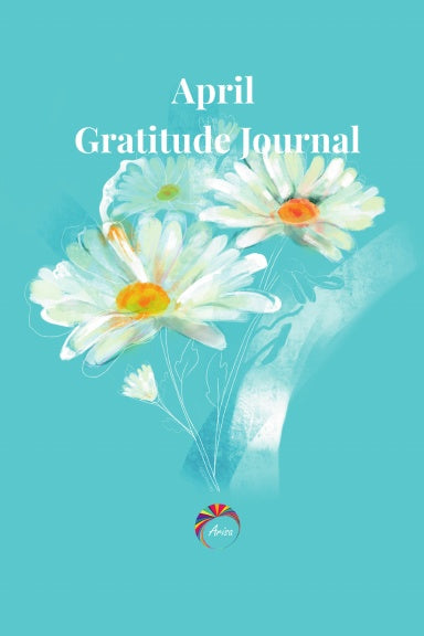 Cover of the April Gratitude Journal featuring a daisy birth flower illustration by ArisaTeam.