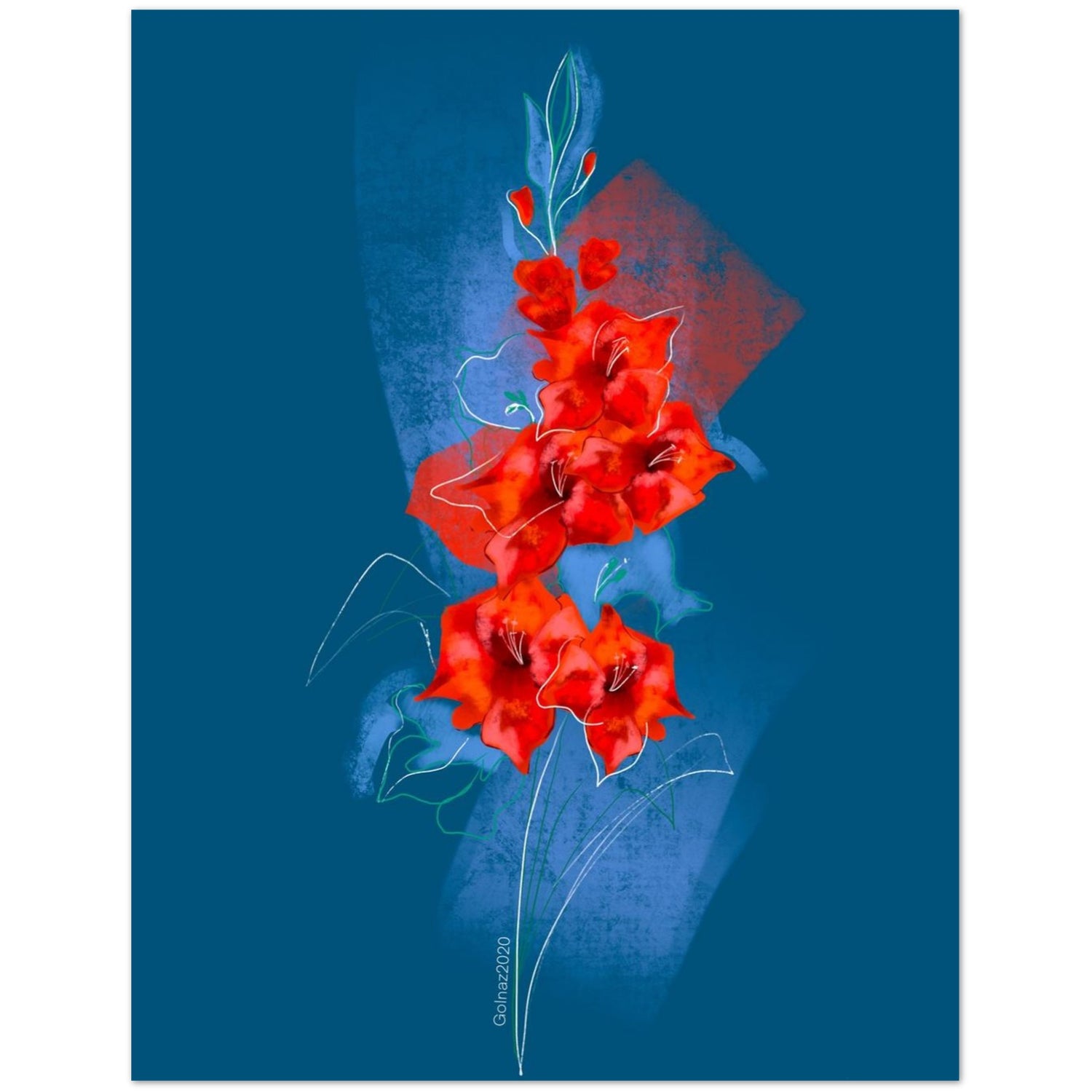August Gladiolus birth flower greeting card full artwork – Pack of 10