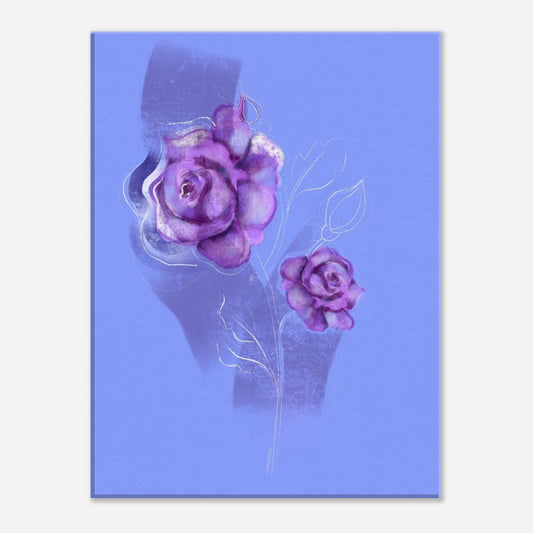 June Rose Birth Flower Canvas Wall Art on a soft blue background featuring hand-illustrated roses.