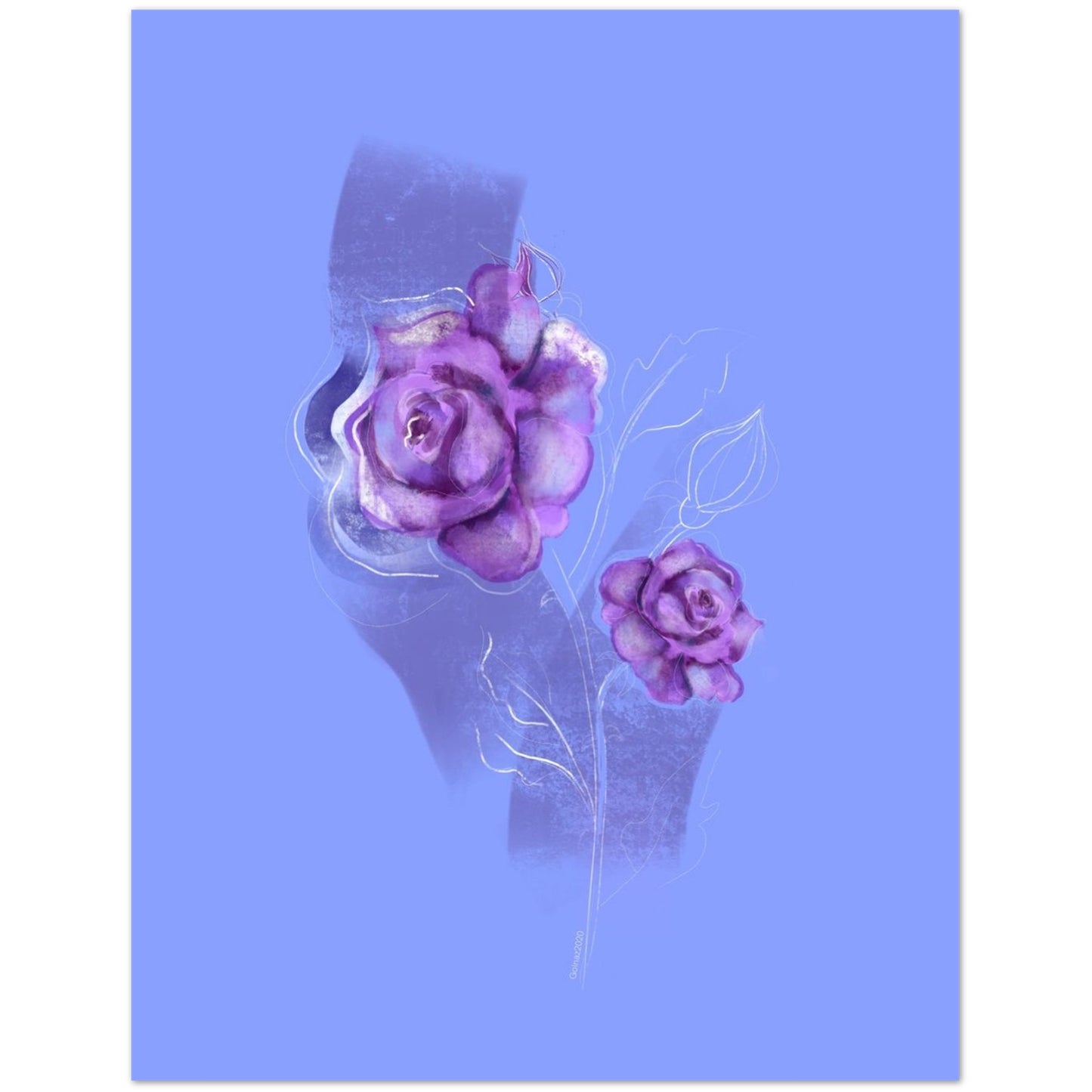 Front view of June rose birth flower greeting card