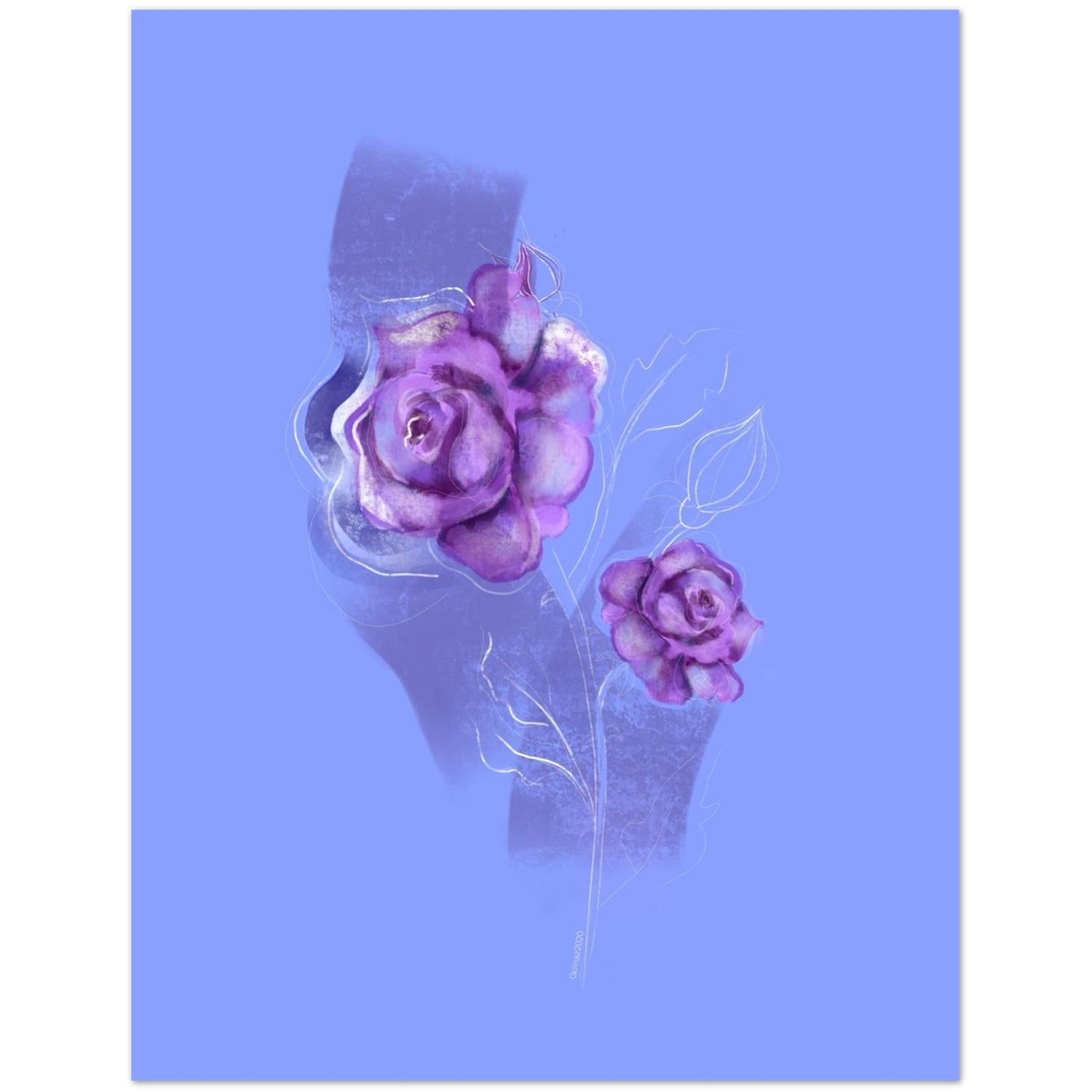 Front view of June rose birth flower greeting card