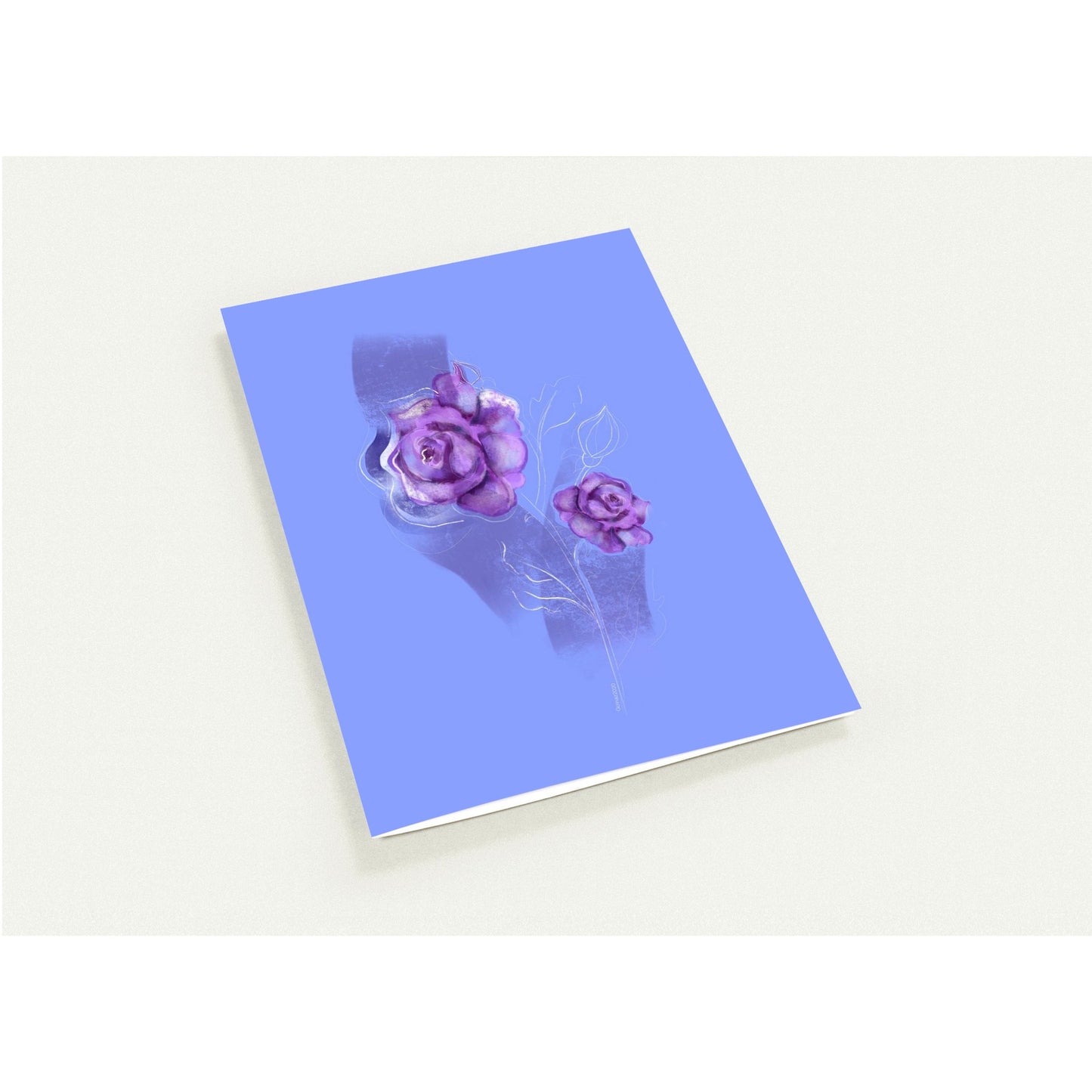 June rose birth flower greeting card on cream background