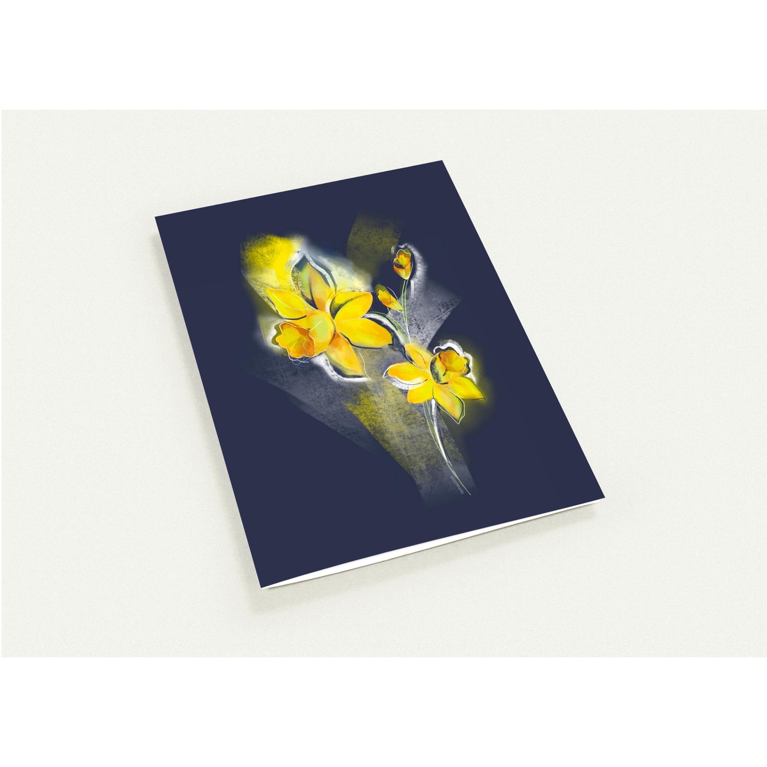 March daffodil birth flower greeting card on neutral background – elegant floral stationery pack of 10