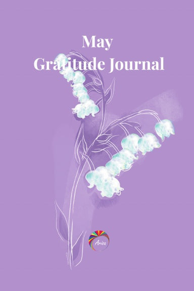 Cover of the May Gratitude Journal featuring Lily of the Valley birth flower artwork by ArisaTeam.