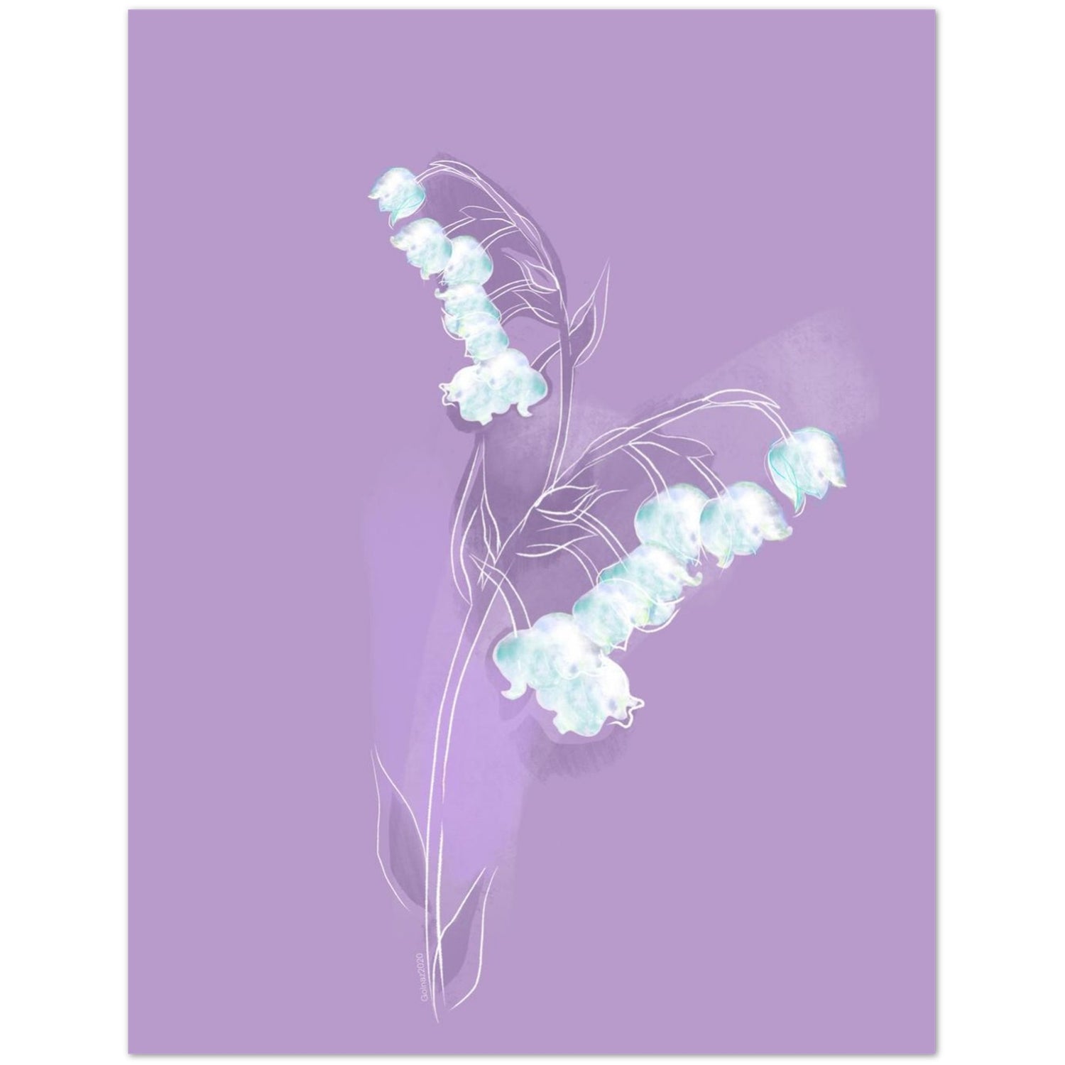 Lily of the Valley illustrated greeting card design for May birth flower stationery