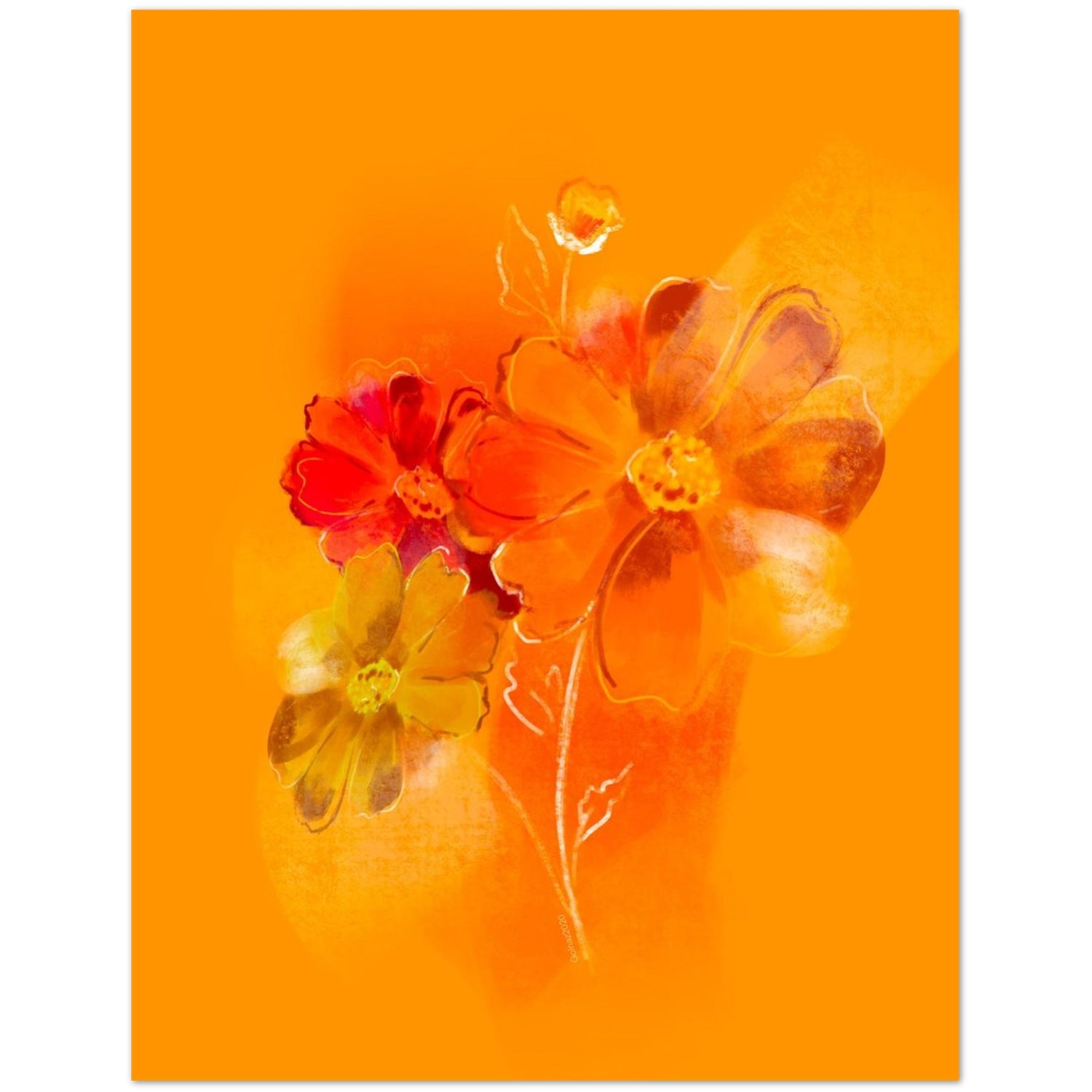 Cosmos flower illustration on October birth flower greeting card