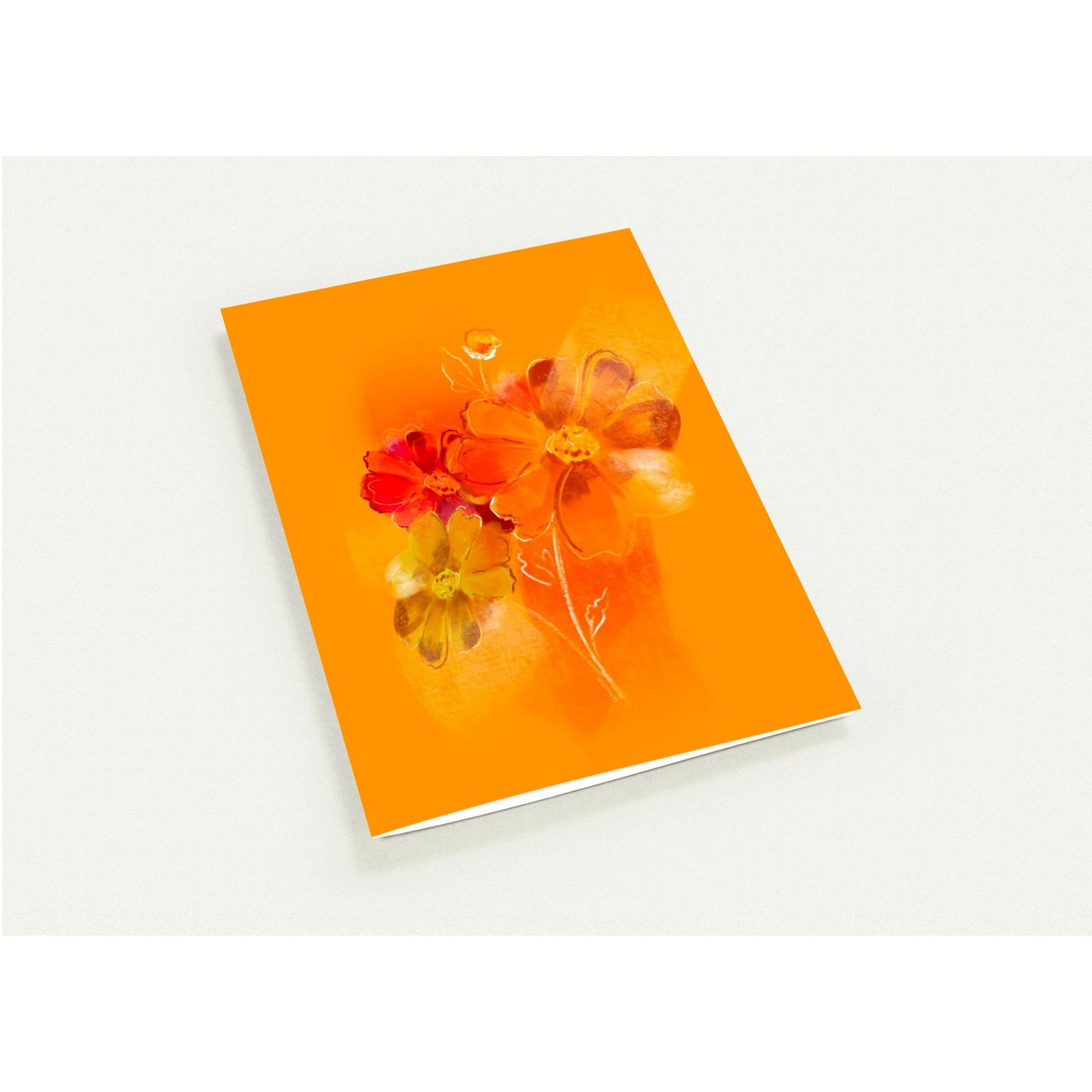 October birth flower greeting card featuring cosmos artwork on a clean surface