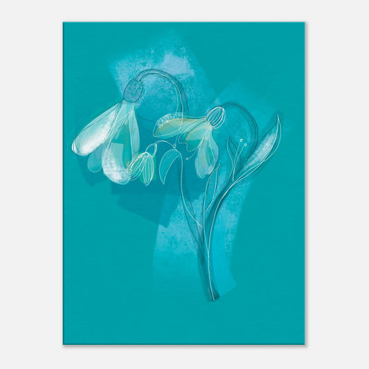 Snowdrop birth flower canvas wall art – January floral artwork in modern minimalist style.