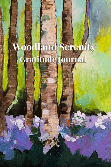 Woodland Serenity gratitude journal with forest-inspired artwork cover