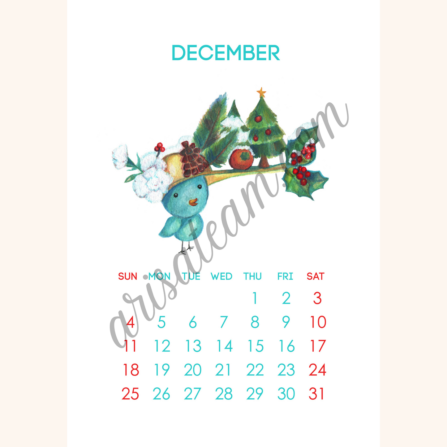 The month of December in the Calendar with Planner 2022 with the chicken by AirsaTeam