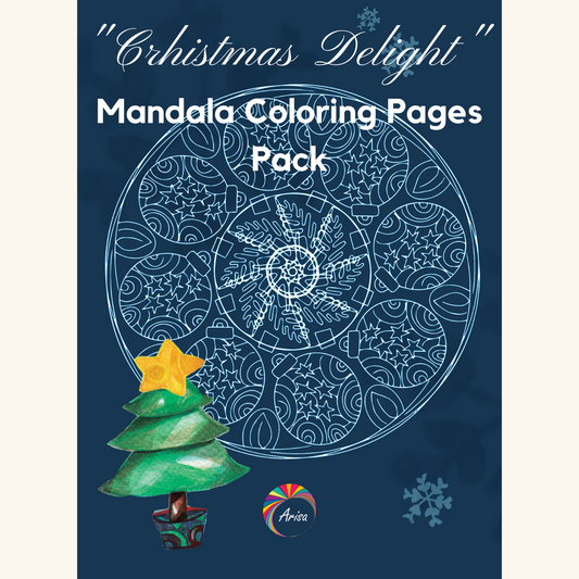 The cover of the Christmas Delight Mandala Coloring Pages Pack-8.5x11 by ArisaTeam