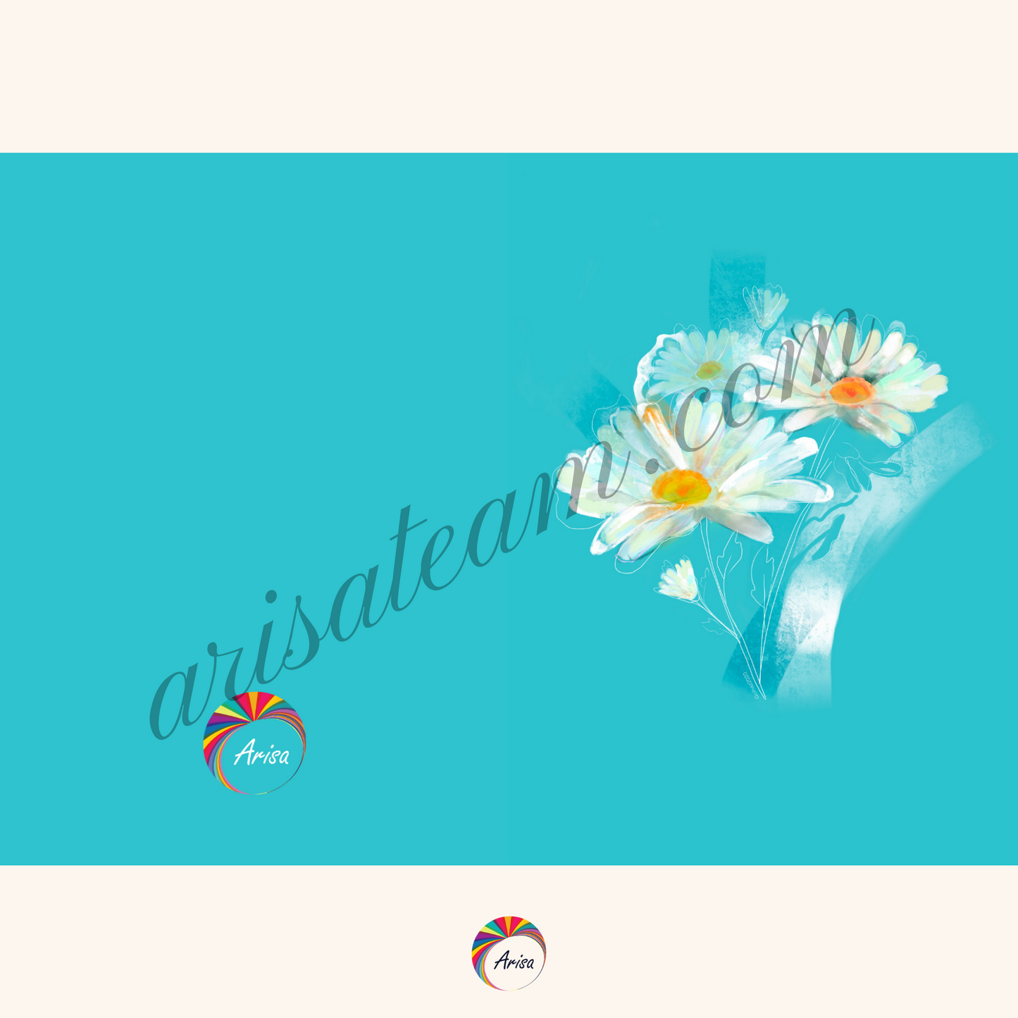 "DAISY" Greeting Card by ArisaTeam in complete form before folding.