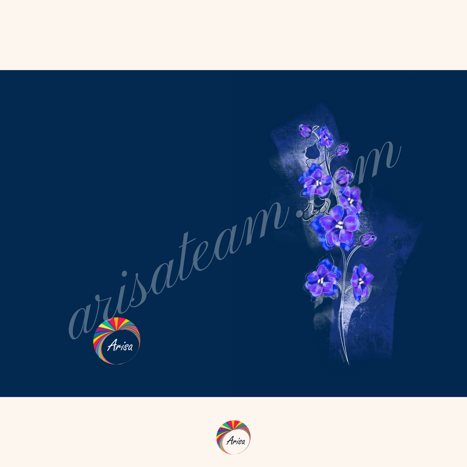 Larkspur Greeting Card by ArisaTeam in complete form before folding.