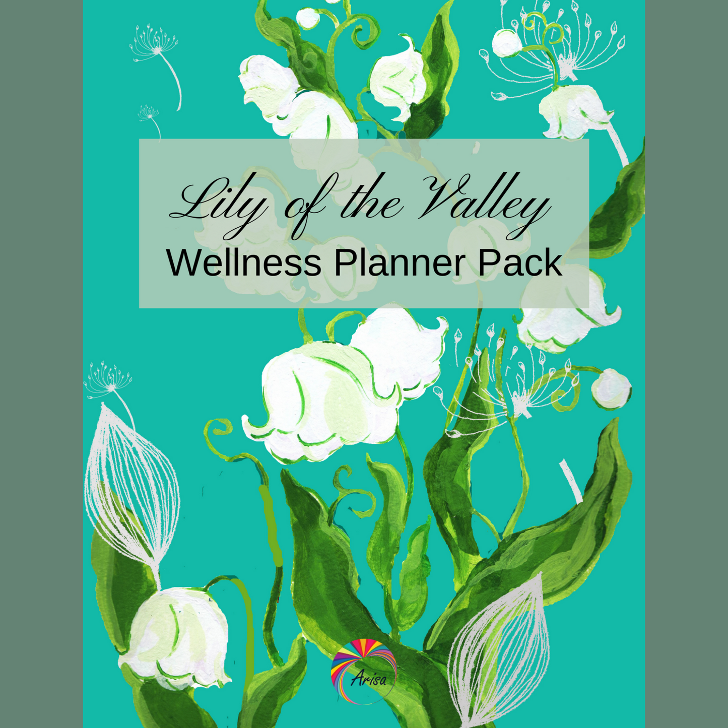 The cover of the "Lily of The Valley" wellness planner pack by Arisateam