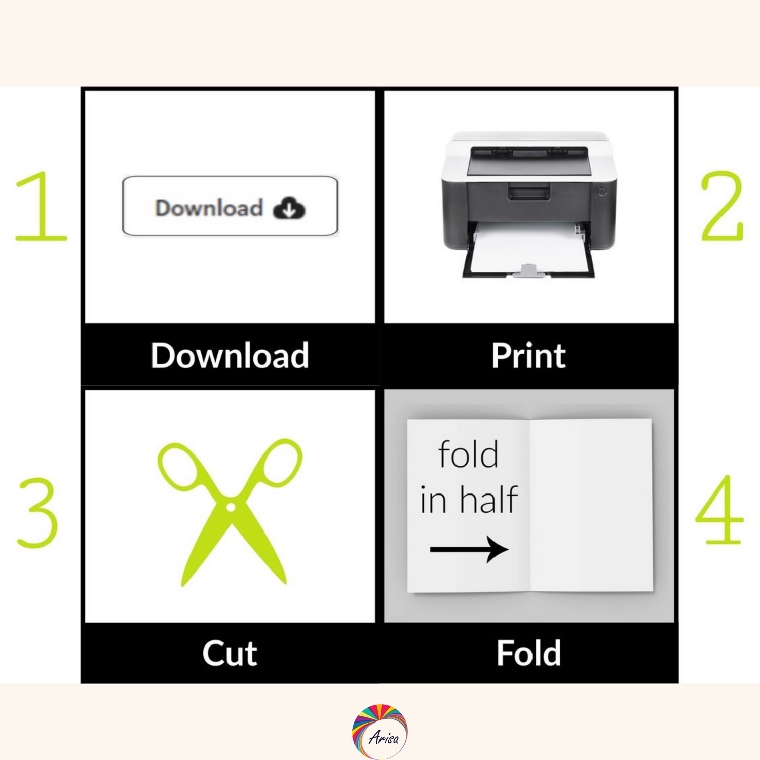 Download, print, cut, and fold the "DAISY" Greeting Card by ArisaTeam.