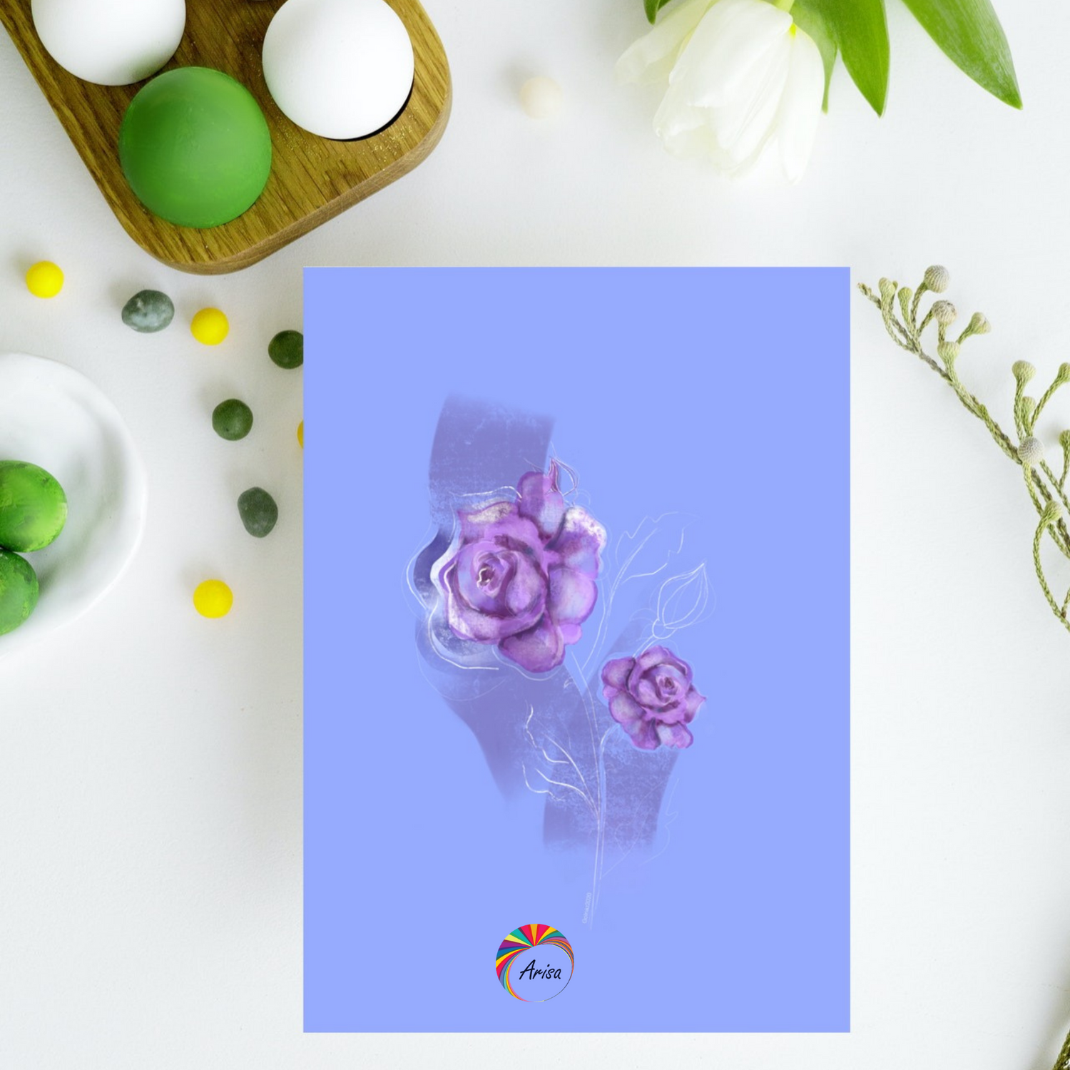 "ROSE" Greeting Card by ArisaTeam ideal as an Easter card.