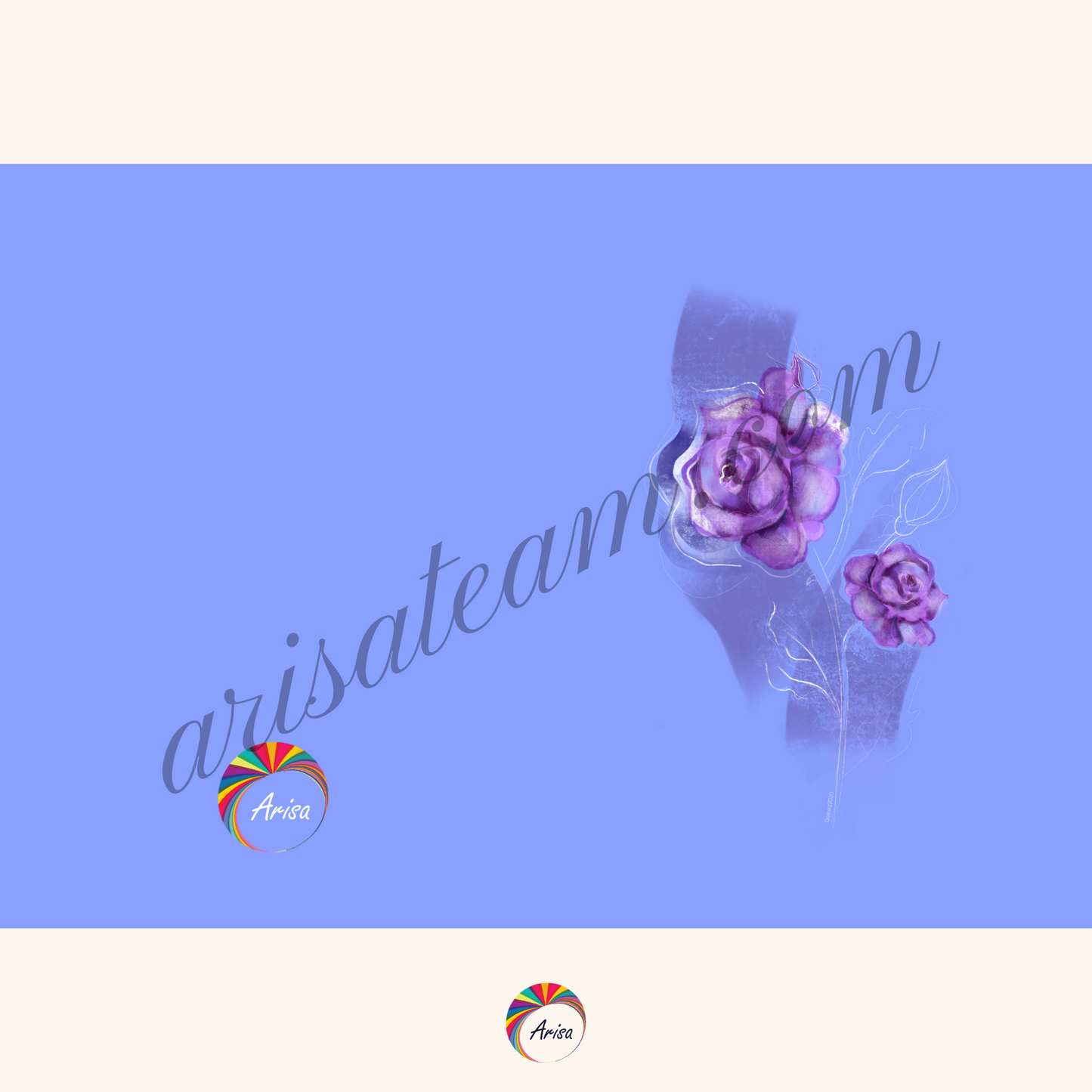 "ROSE" Greeting Card by ArisaTeam in complete form before folding.