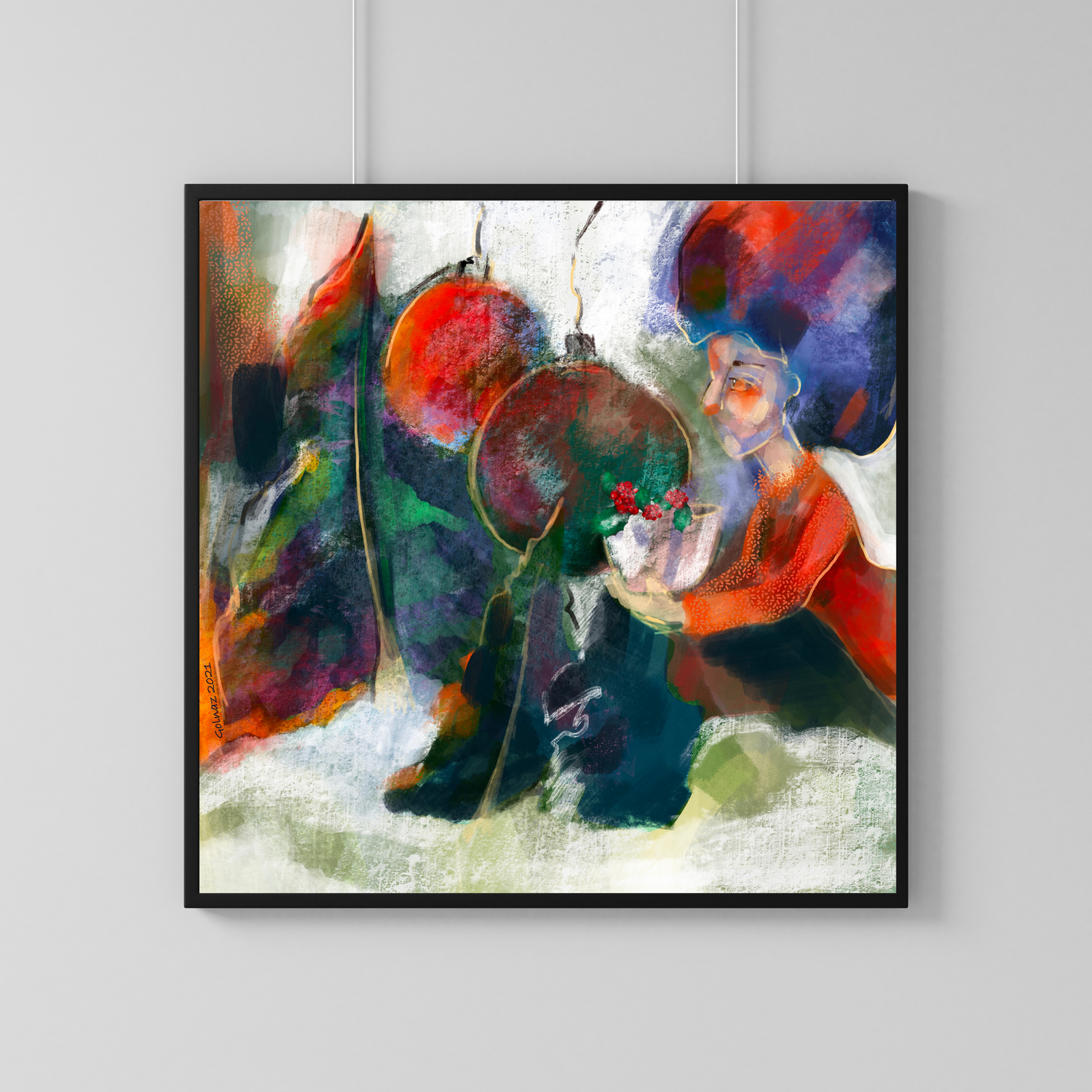 Figurative "Christmas Ornaments" painting printable by ArisaTeam