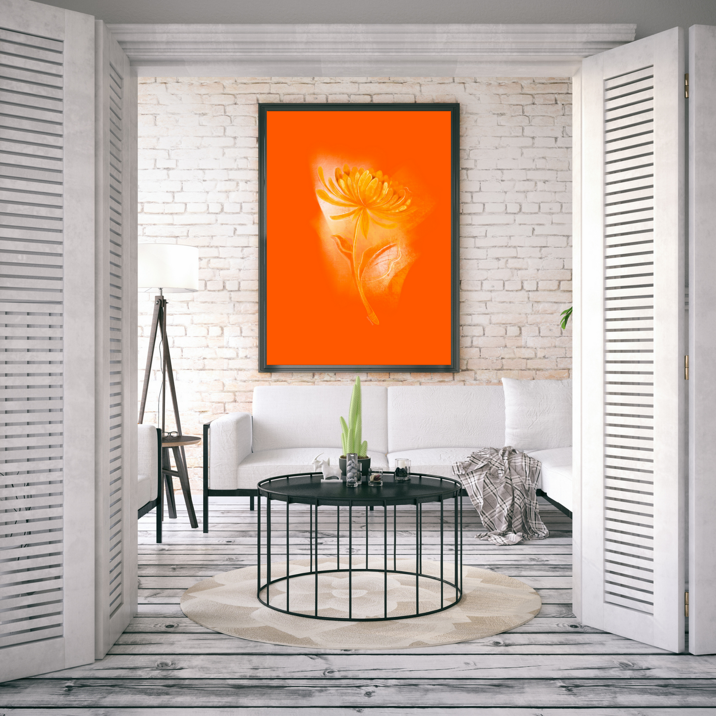 An example of the Chrysanthemum painting by ArisaTeam in a living room