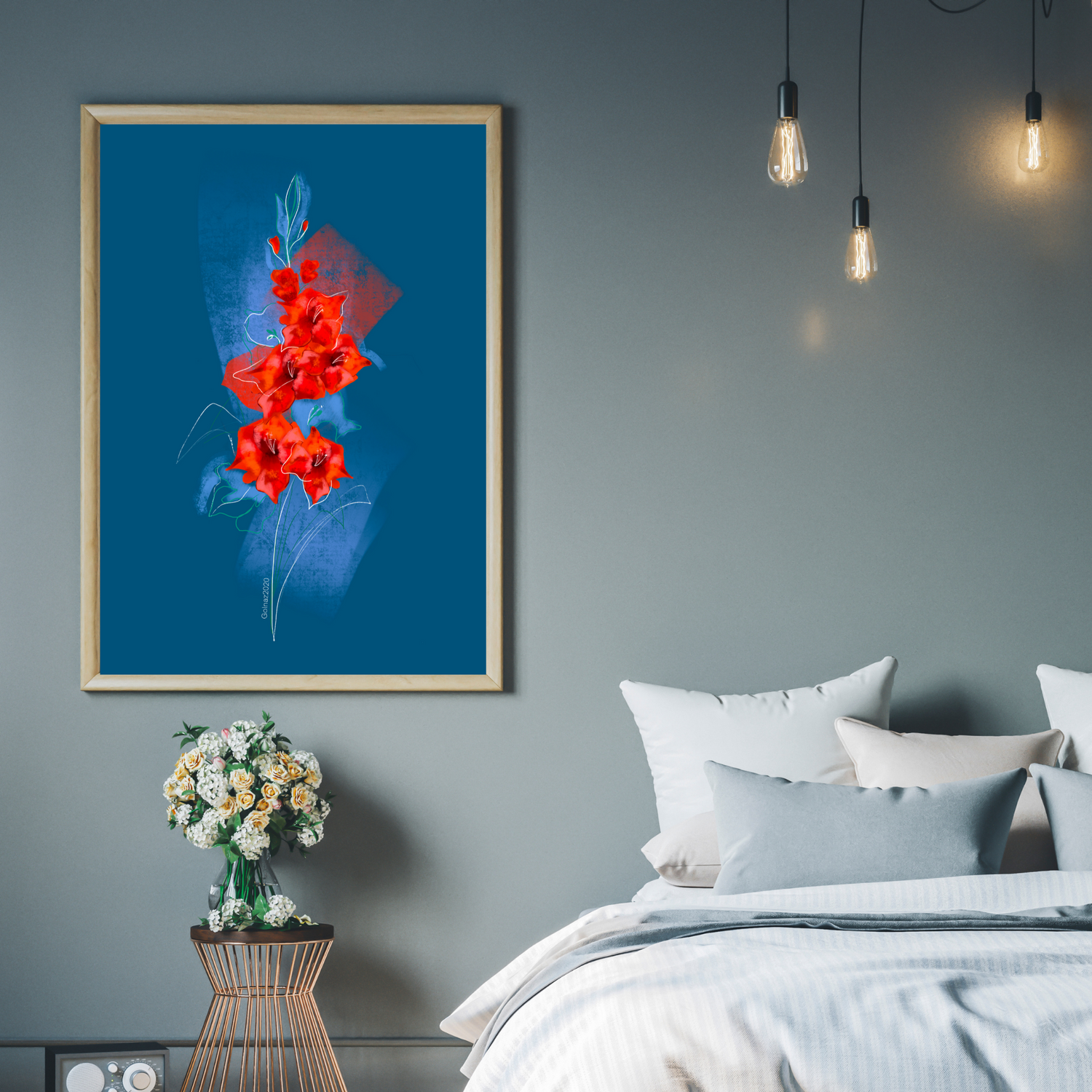 An example of the Gladiolus painting by ArisaTeam in a bedroom