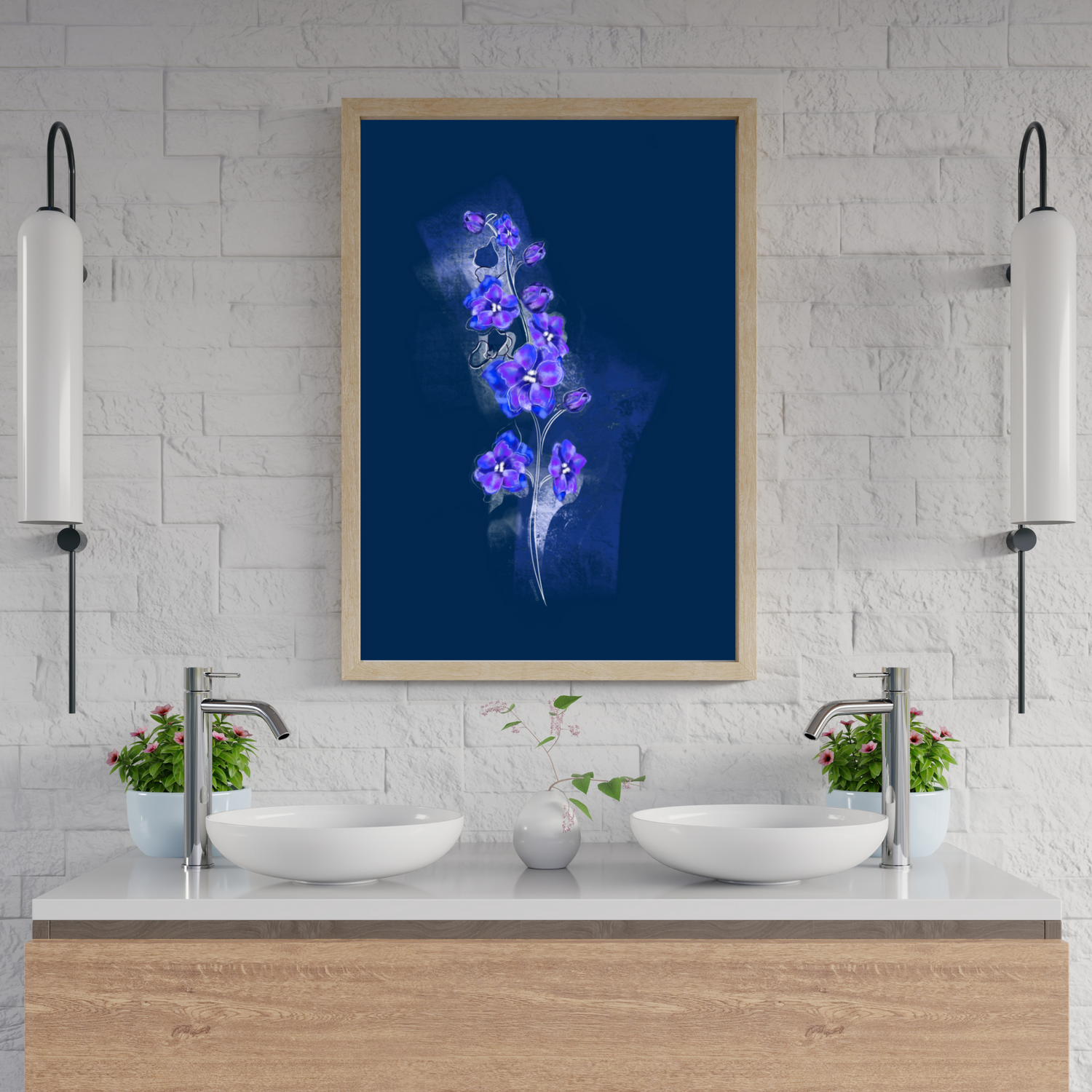An example of the Larkspur painting by ArisaTeam in a bathroom