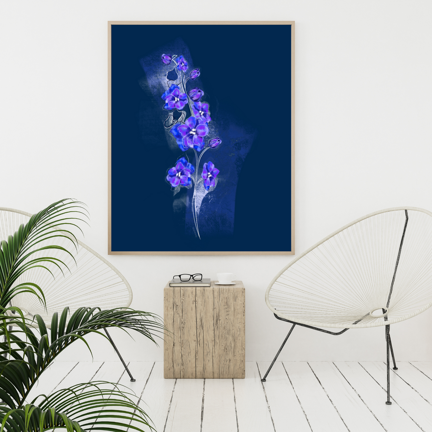 An example of the Larkspur painting by ArisaTeam in a living room 