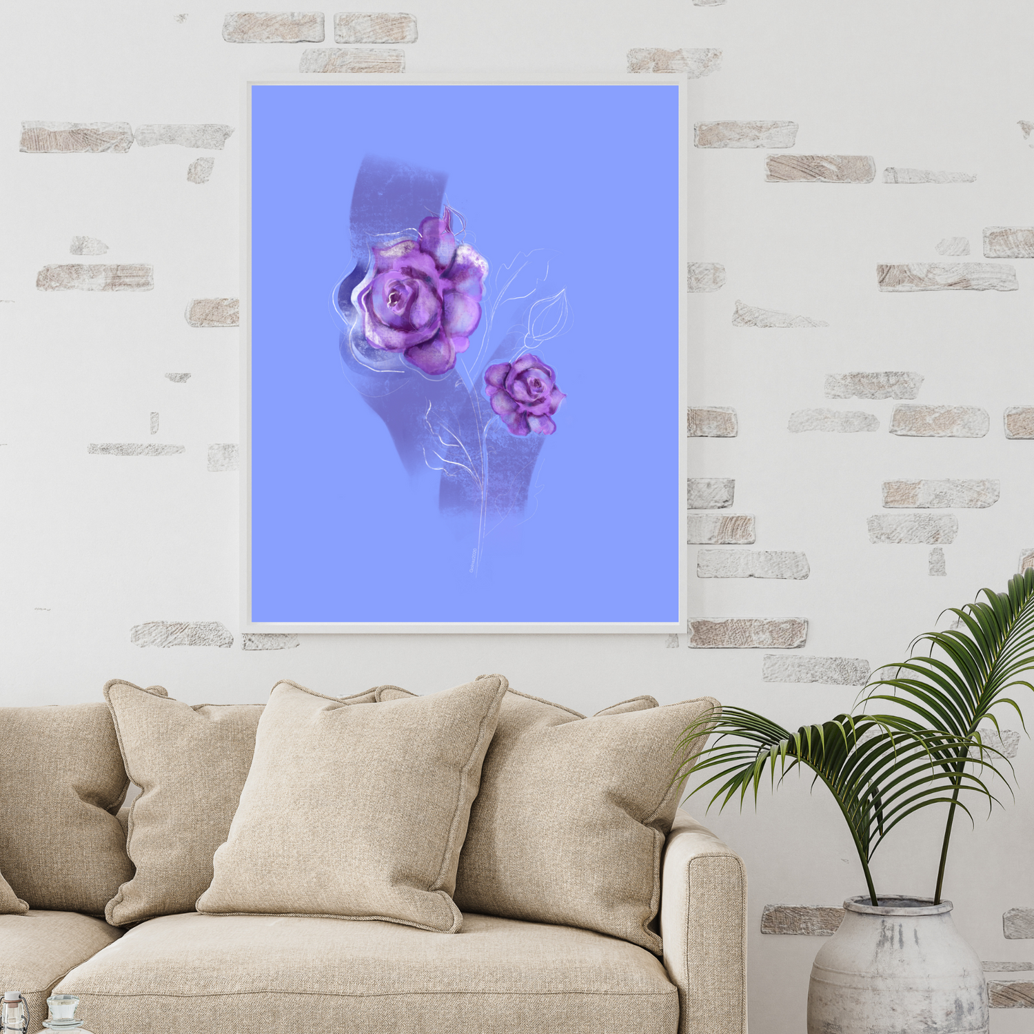 An example of the Rose painting by ArisaTeam in a living room
