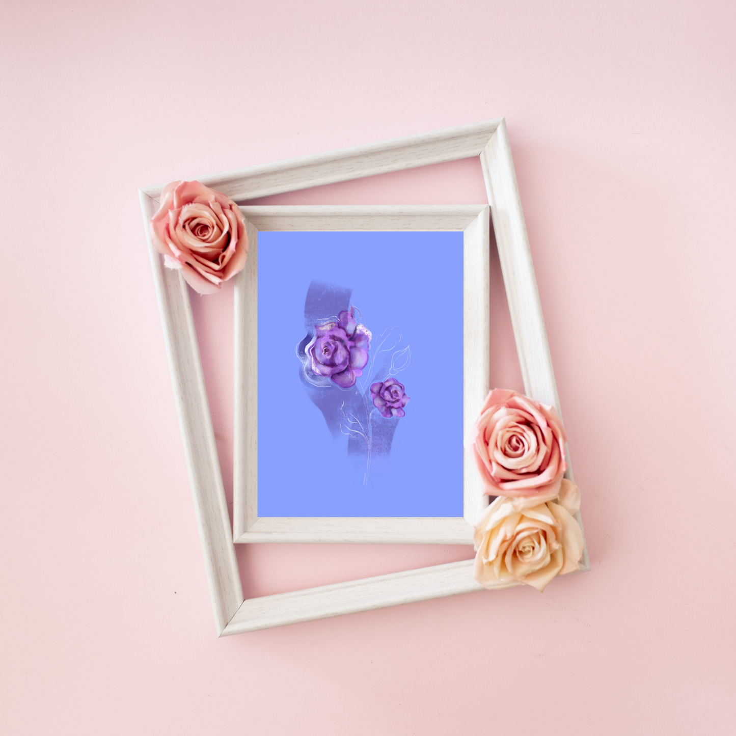 An example of the Rose painting by ArisaTeam in a frame