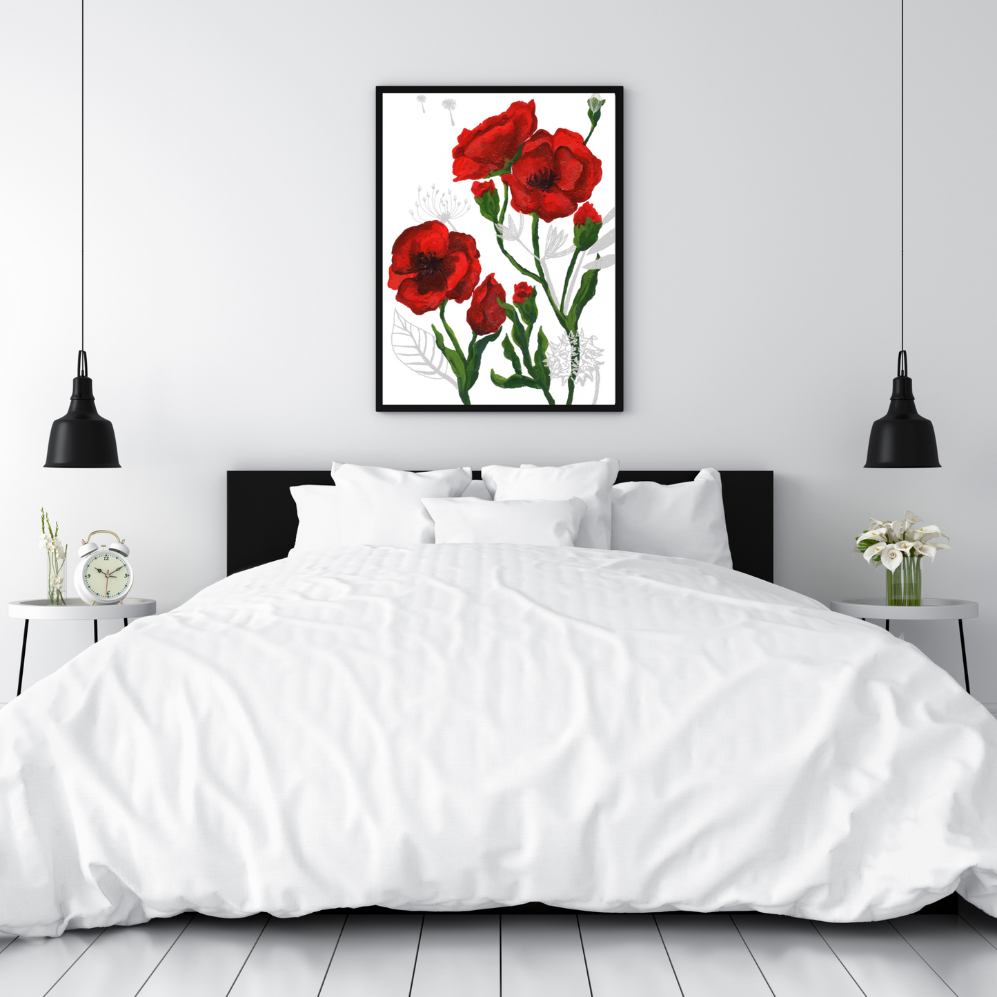 An example of the Sincere Beauty painting in a bedroom